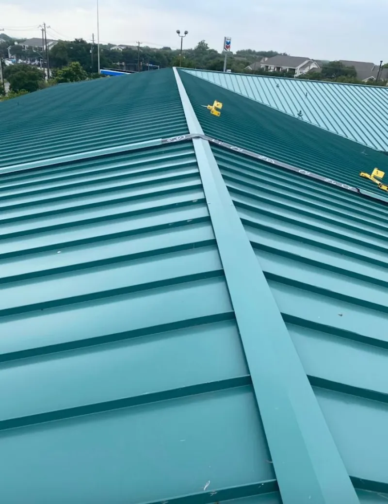 Green commercial metal roof ridge and valley for Metal Roof Repair in Lemon Hill